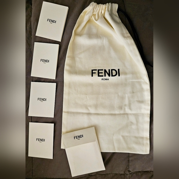 Fendi Roma White Drawstring Dust Bag Cover Pouch Replacement Authenticity Cards - Picture 3 of 11